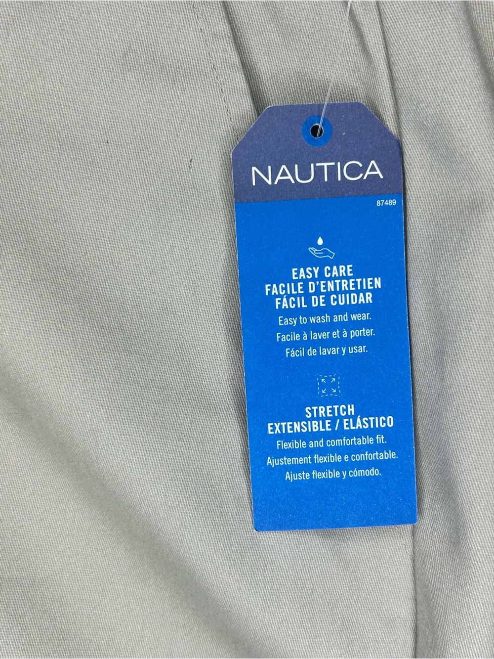 Nautica Khaki School Pants with Light Blue Trim - Picture 4 of 4
